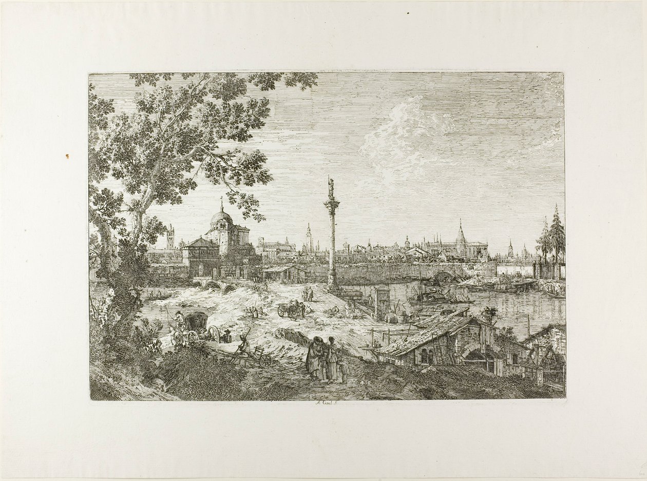 Denkbeeldig uitzicht op Padua, uit Vedute door Canaletto