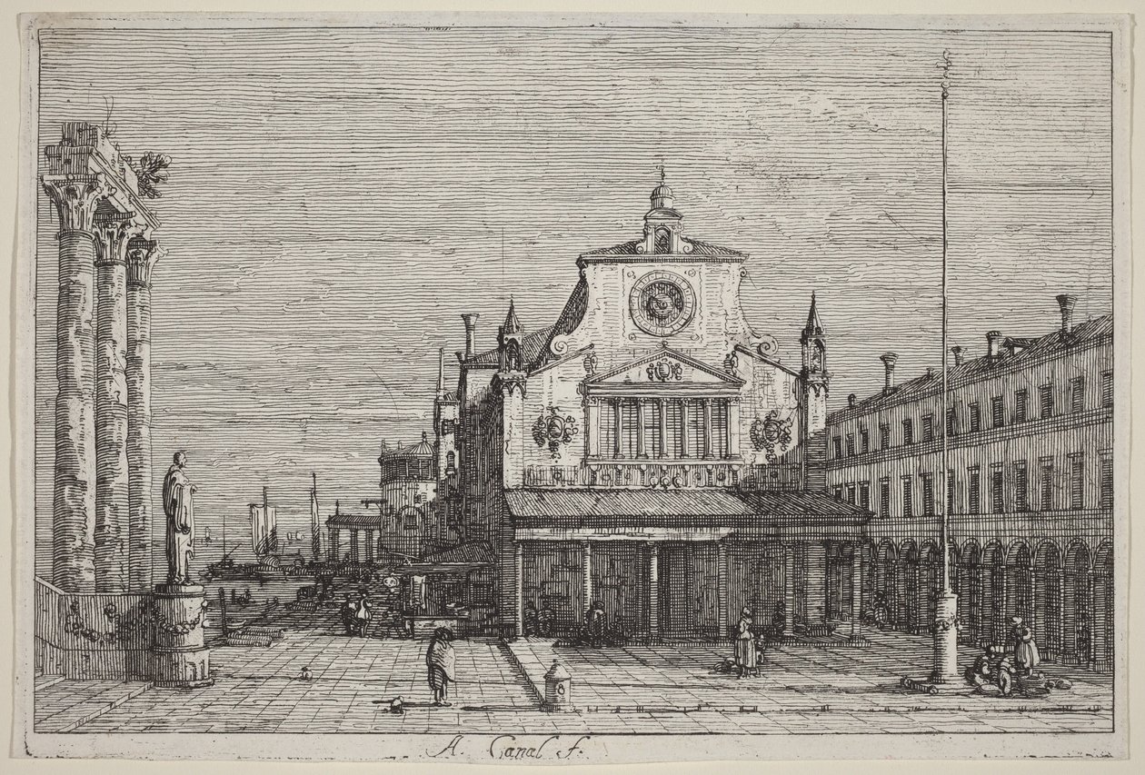 Fictief aanzicht van S. Giacomo di Rialto door Canaletto