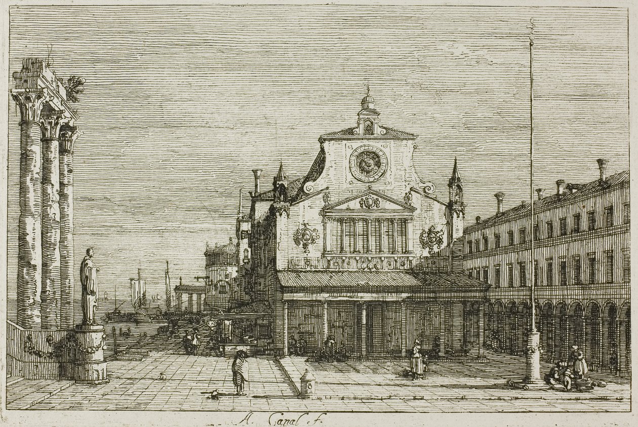 Imaginaire Weergave van S. Giacomo di Rialto, uit Vedute door Canaletto