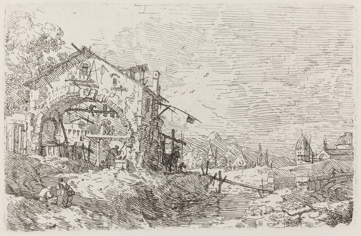 Landschap met een Vrouw bij een Put door Canaletto