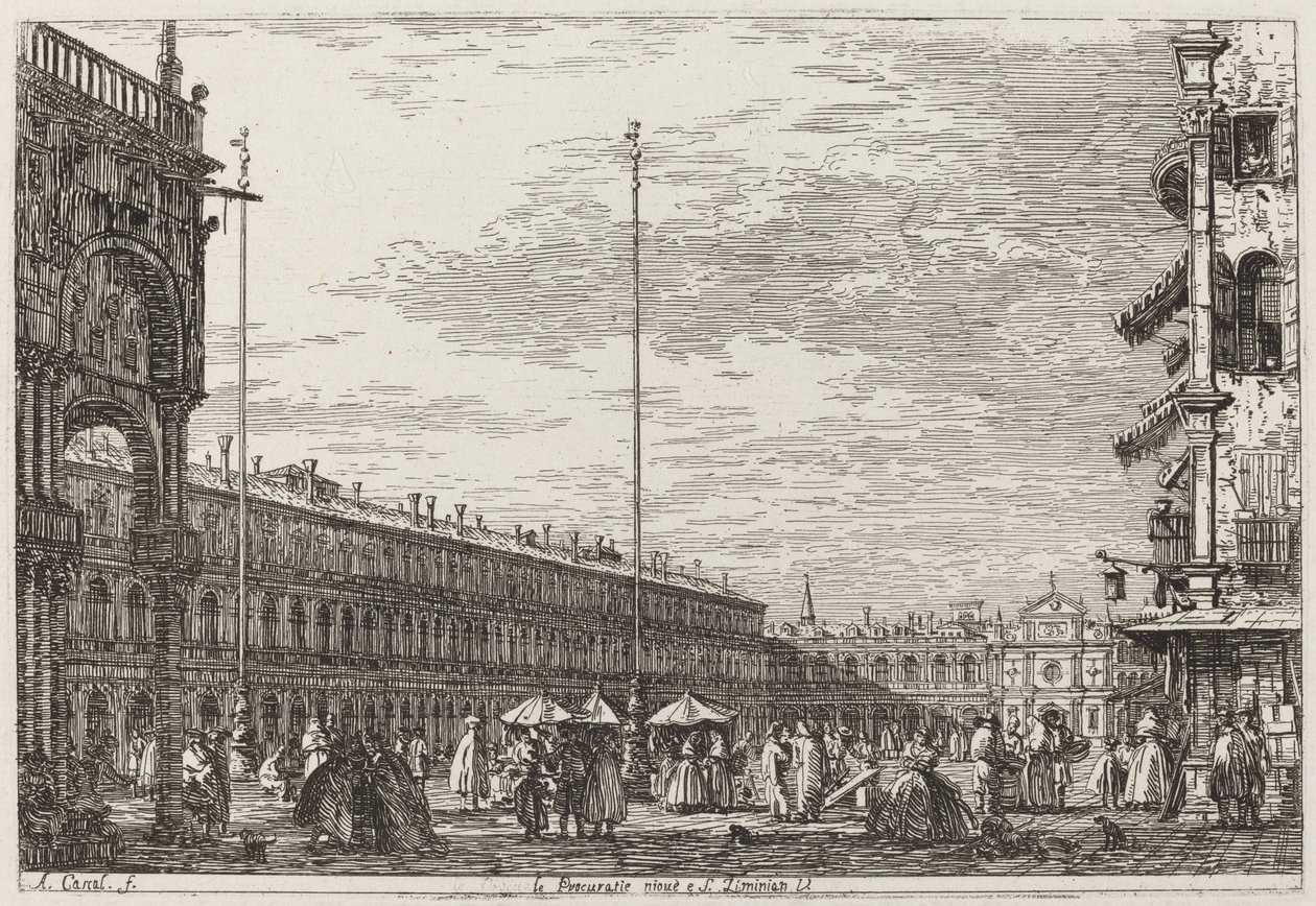 Le Procuratie niove e S. Ziminian V. [rechtsboven], ca. 1735-1746 door Canaletto