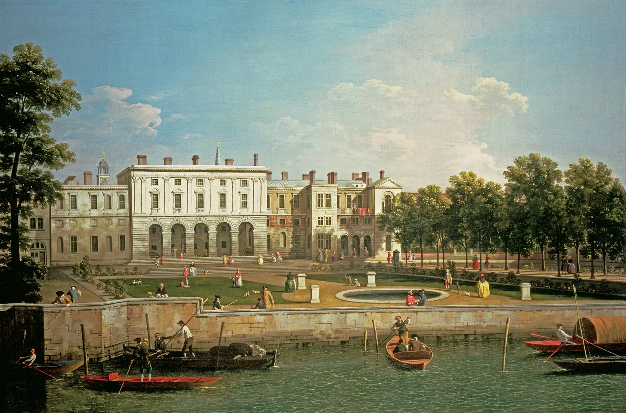 Oud Somerset House vanaf de rivier de Theems door Giovanni Antonio Canal