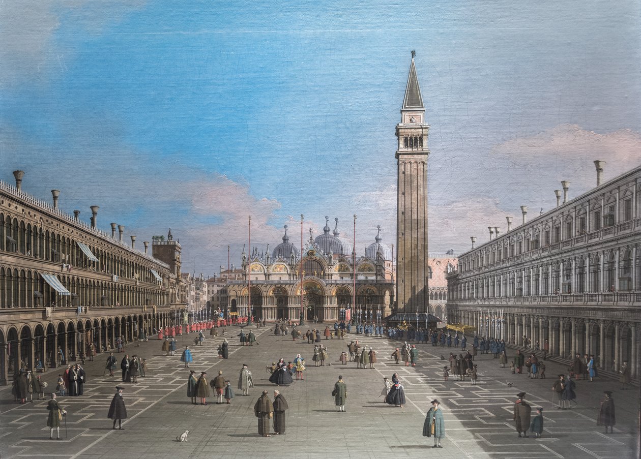 San Marcoplein met de basiliek, Venetië door Canaletto
