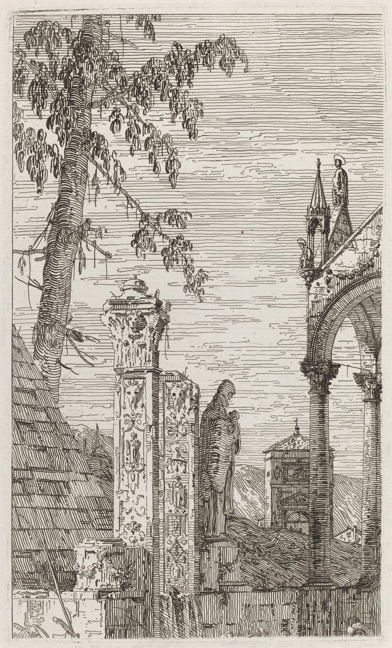 Het Graf van de Bisschop [midden] door Canaletto