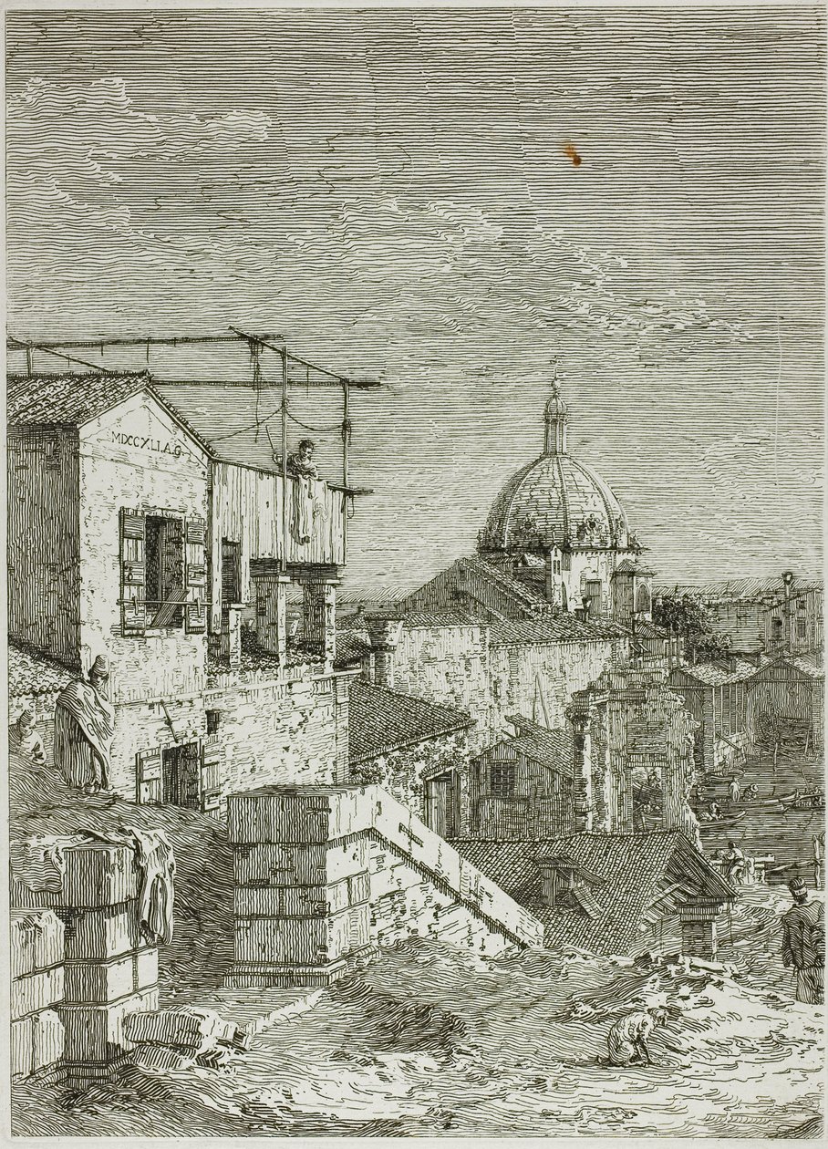 Het Huis met de Inscriptie en Het Huis met de Peristyle, uit Vedute door Canaletto