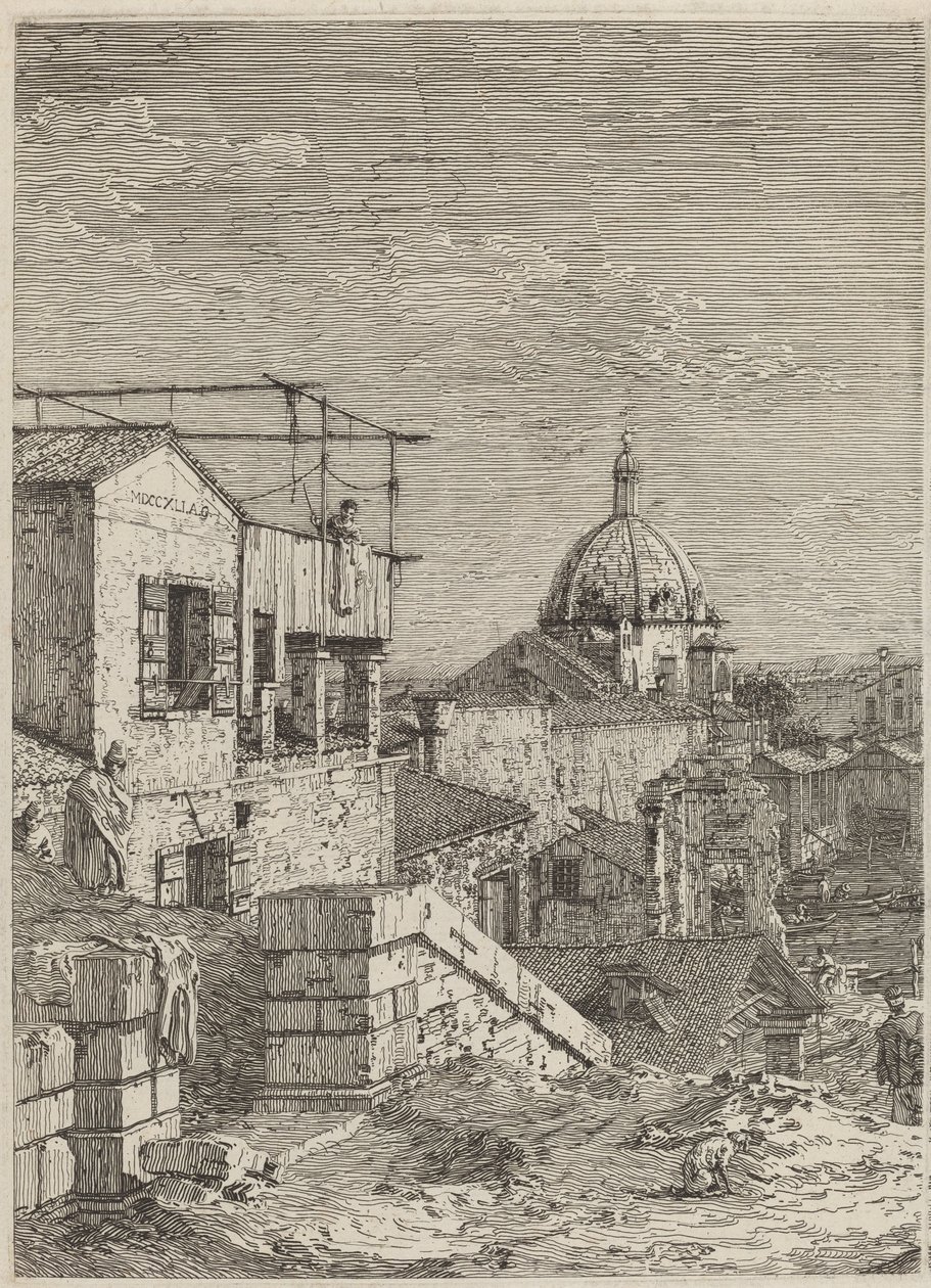 Het huis met de inscriptie door Canaletto