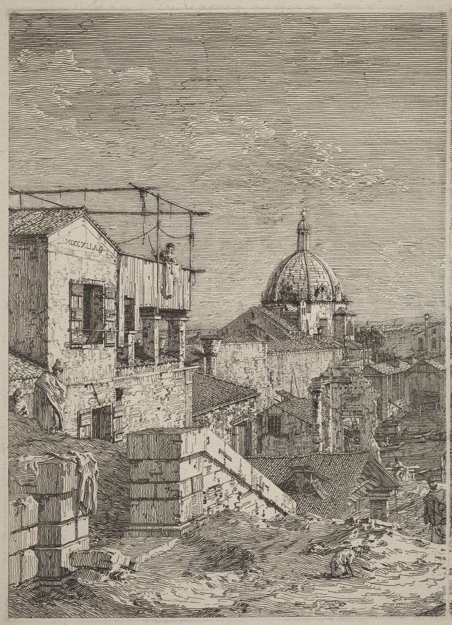 Het huis met het opschrift [links] door Canaletto