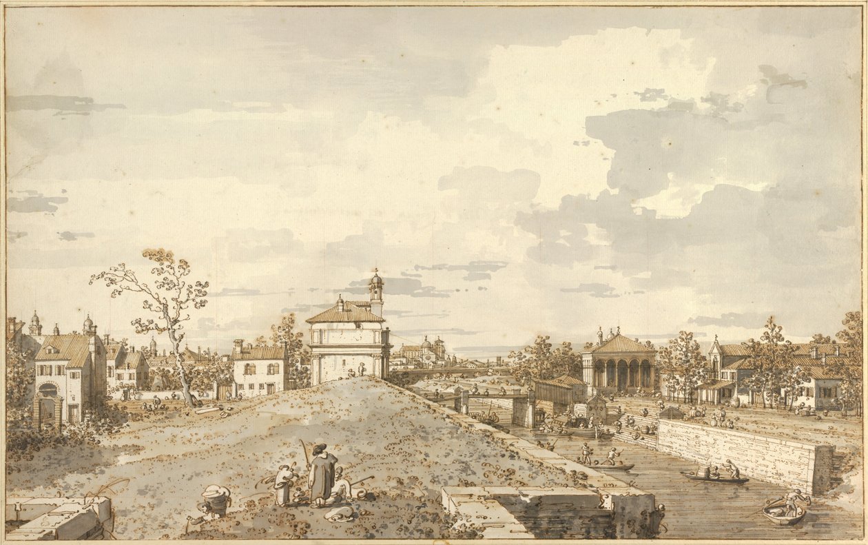 De Porta Portello met het Brenta kanaal in Padua, 1740-1743 door Canaletto