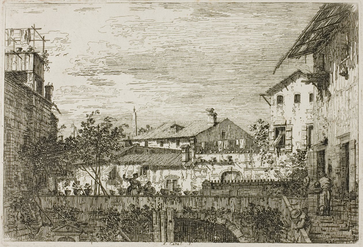 Het terras, uit Vedute door Canaletto