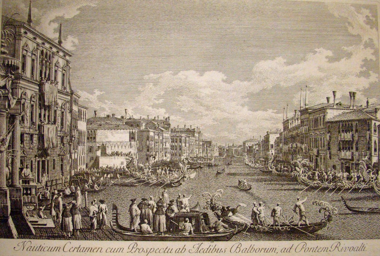 Waterfestival op het Canal Grande, Venetië. Palazzo Balbi, gebouwd in de 16e eeuw, links op de voorgrond. door Canaletto