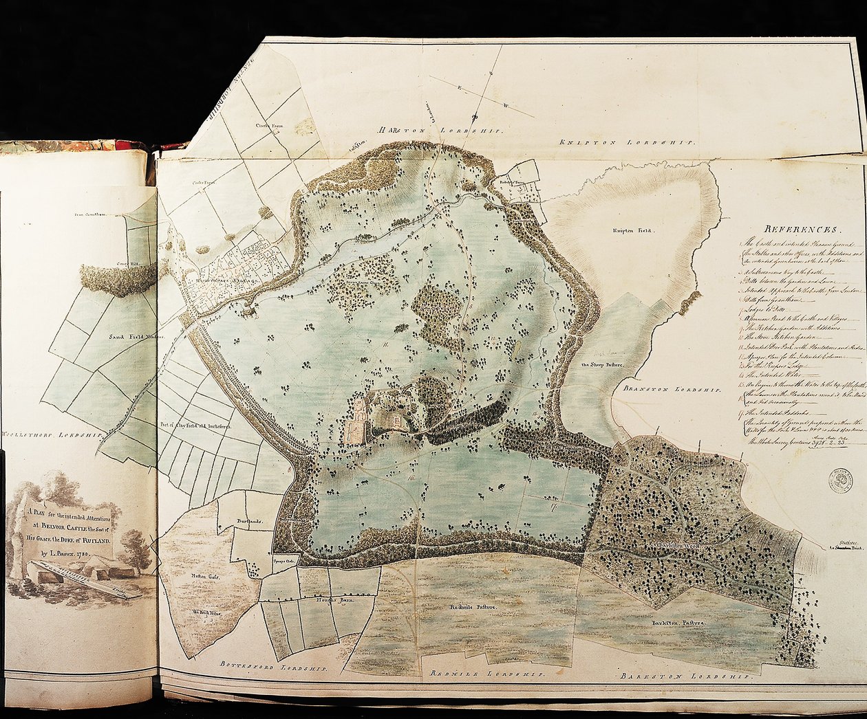 Ontwerpen voor het Parkland bij Belvoir Castle door Capability Brown