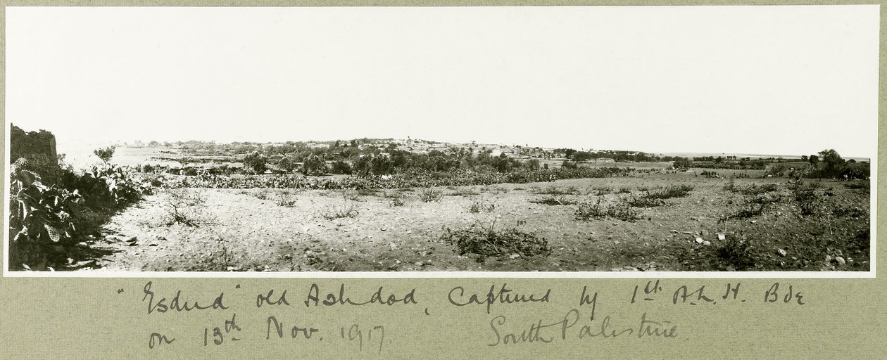 Esdud, oud Ashdod, veroverd door de 1e A.L.H. Brigade op 13 november 1917 door Capt. Arthur Rhodes
