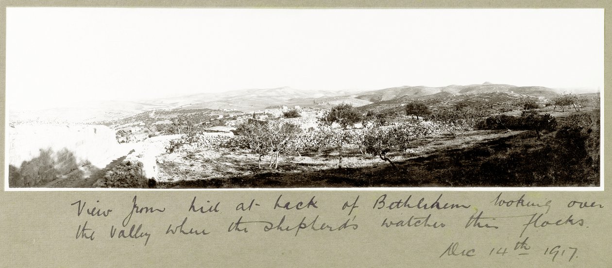 Uitzicht vanaf de heuvel achter Bethlehem, 14 december 1917 door Capt. Arthur Rhodes