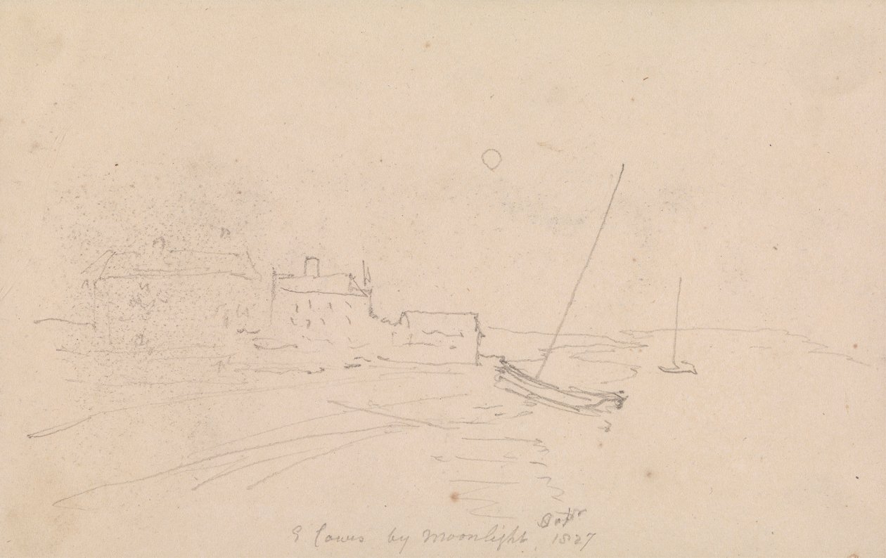 East Cowes bij maanlicht, september 1827 door Capt. Thomas Hastings