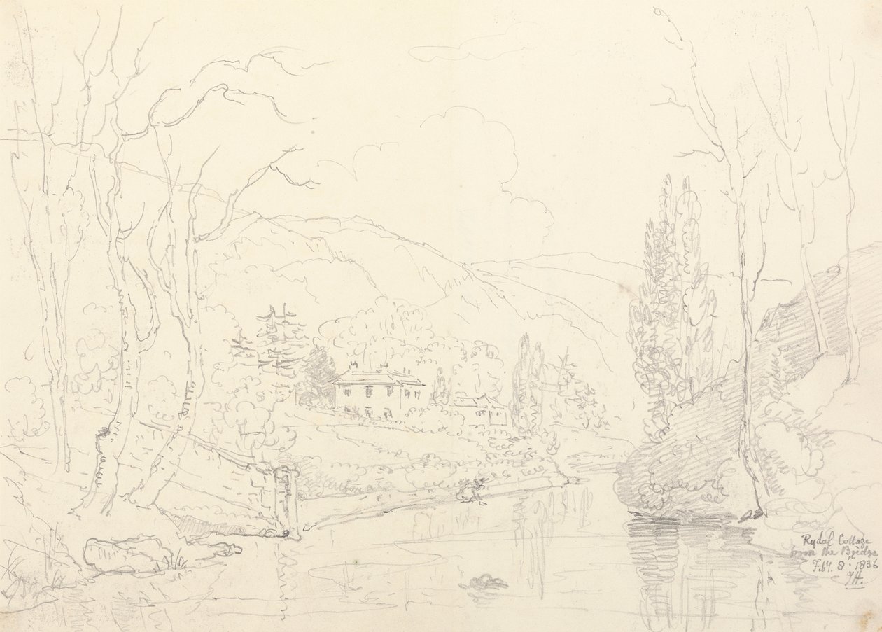 Rydal Cottage vanaf de Brug, 8 februari 1836 door Capt. Thomas Hastings