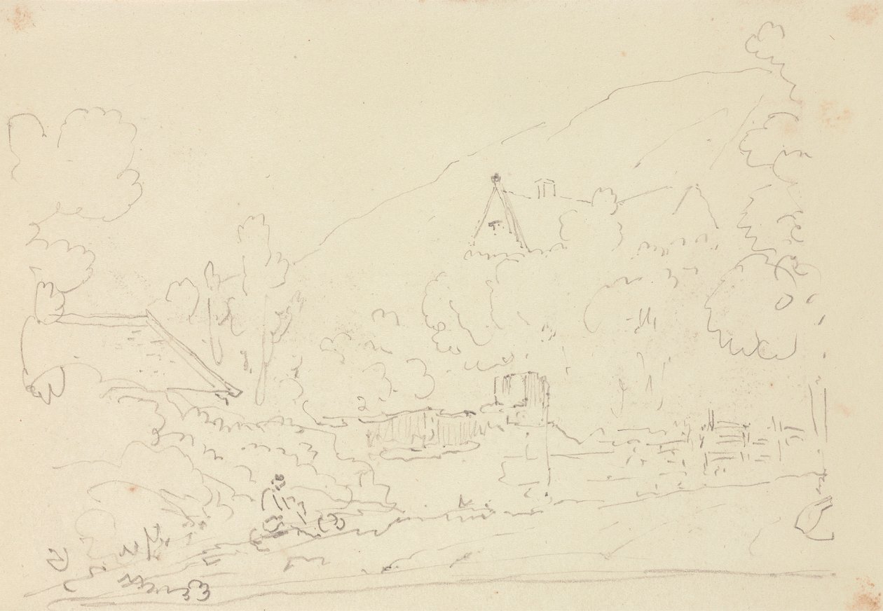Schets van huisjes in de bomen door Capt. Thomas Hastings