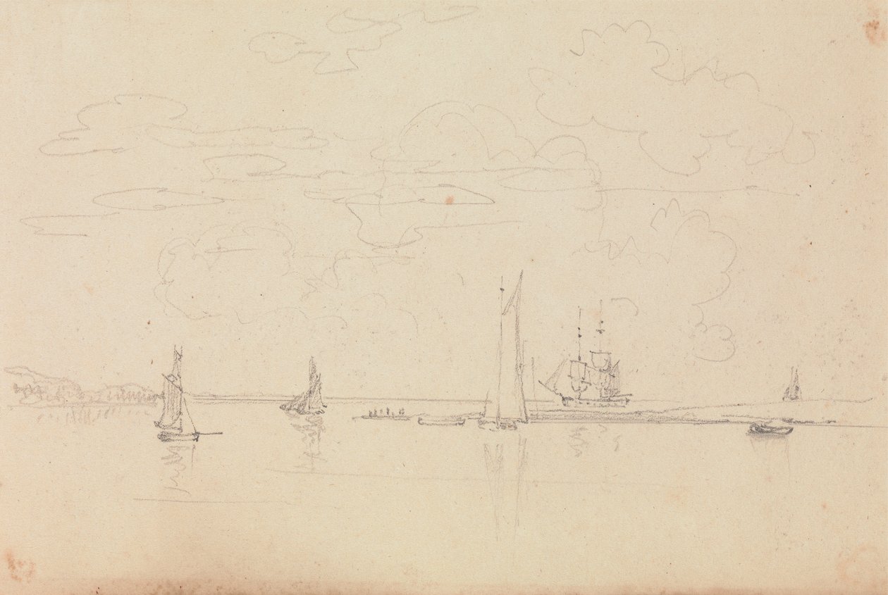Schets van Zeilboten in een Haven door Capt. Thomas Hastings