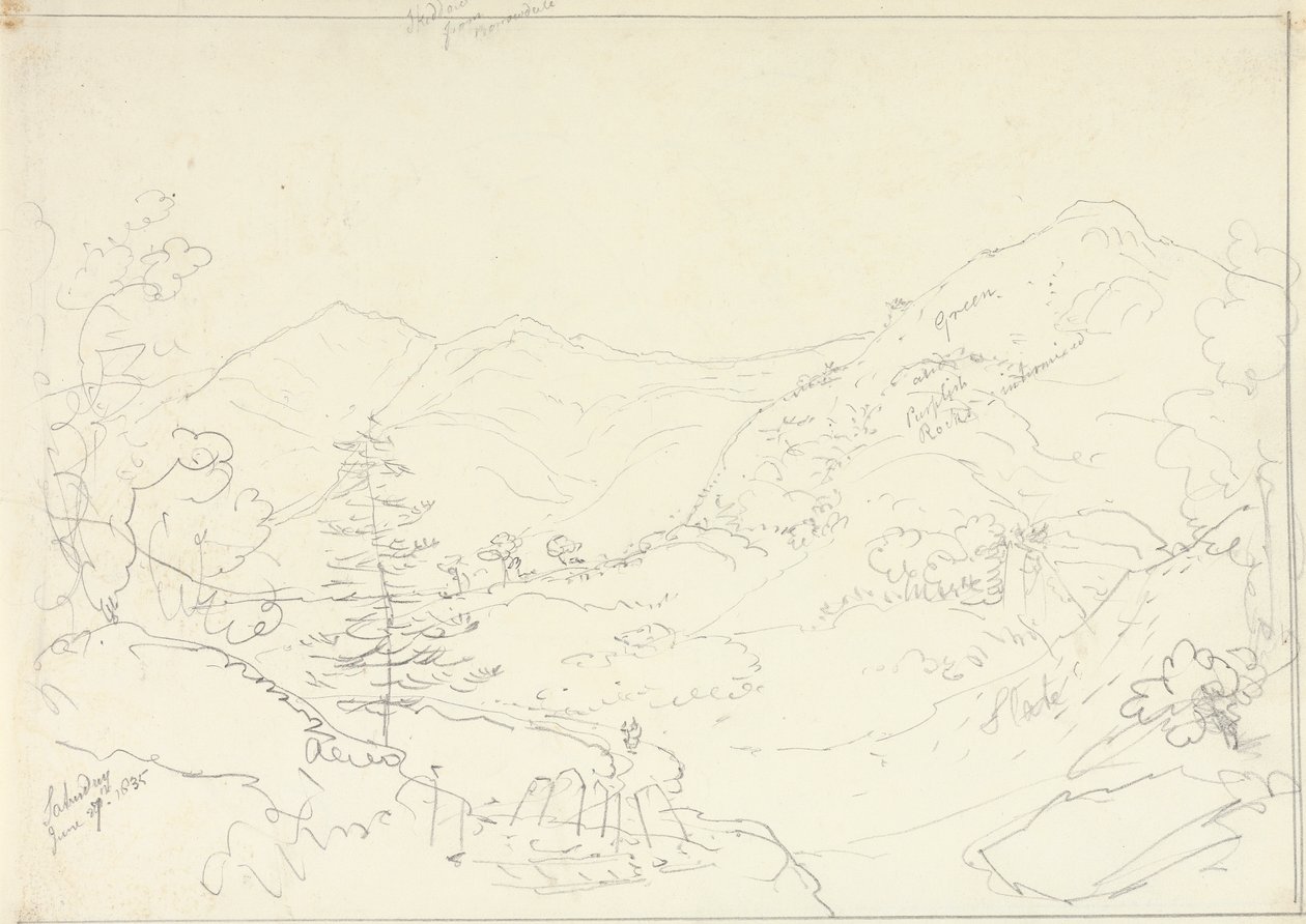 Skiddaw vanuit Borrowdale, zaterdag 27 juni 1835 door Capt. Thomas Hastings