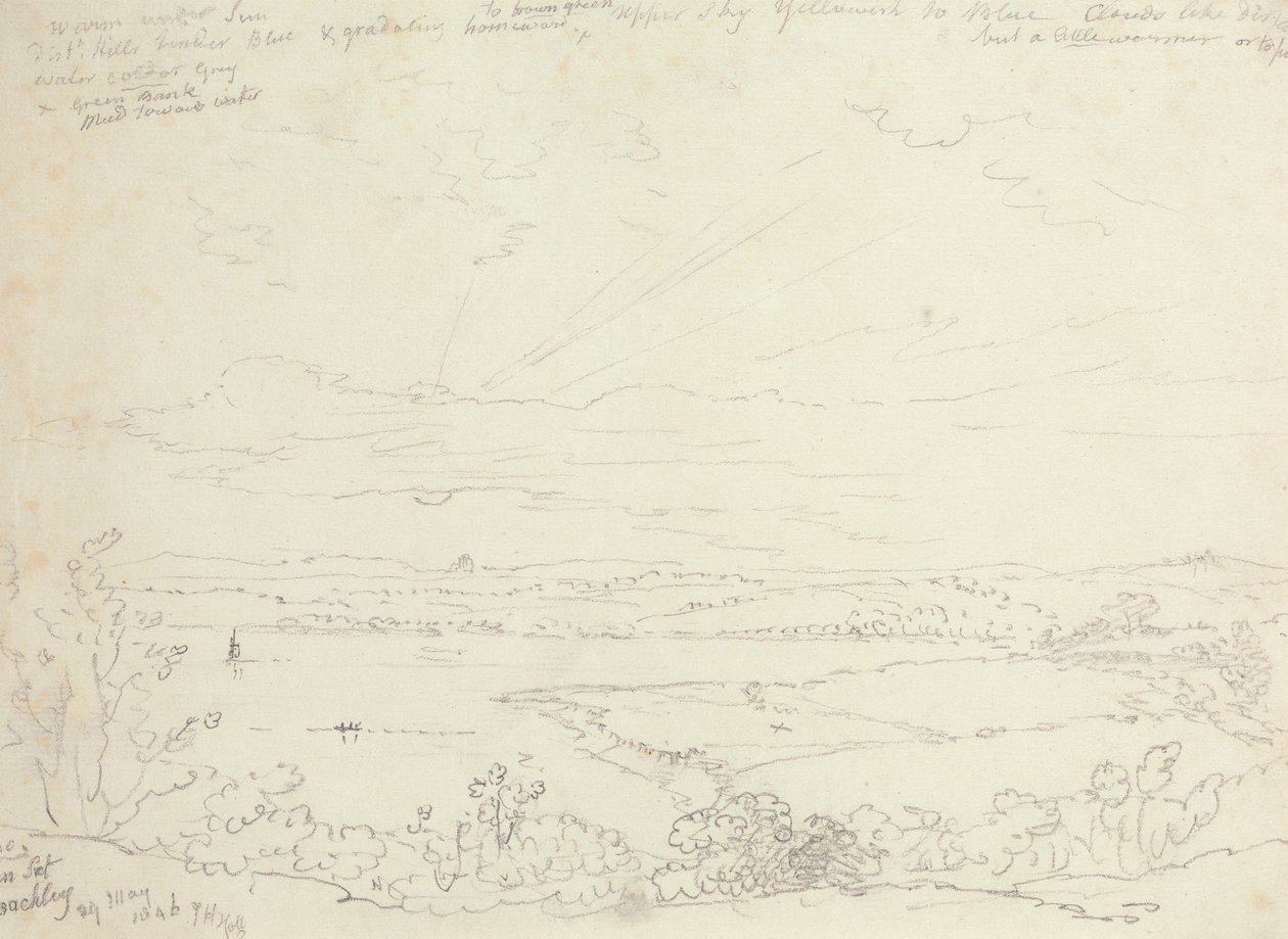 Zonsondergang, Beachley, 29 mei 1846 door Capt. Thomas Hastings