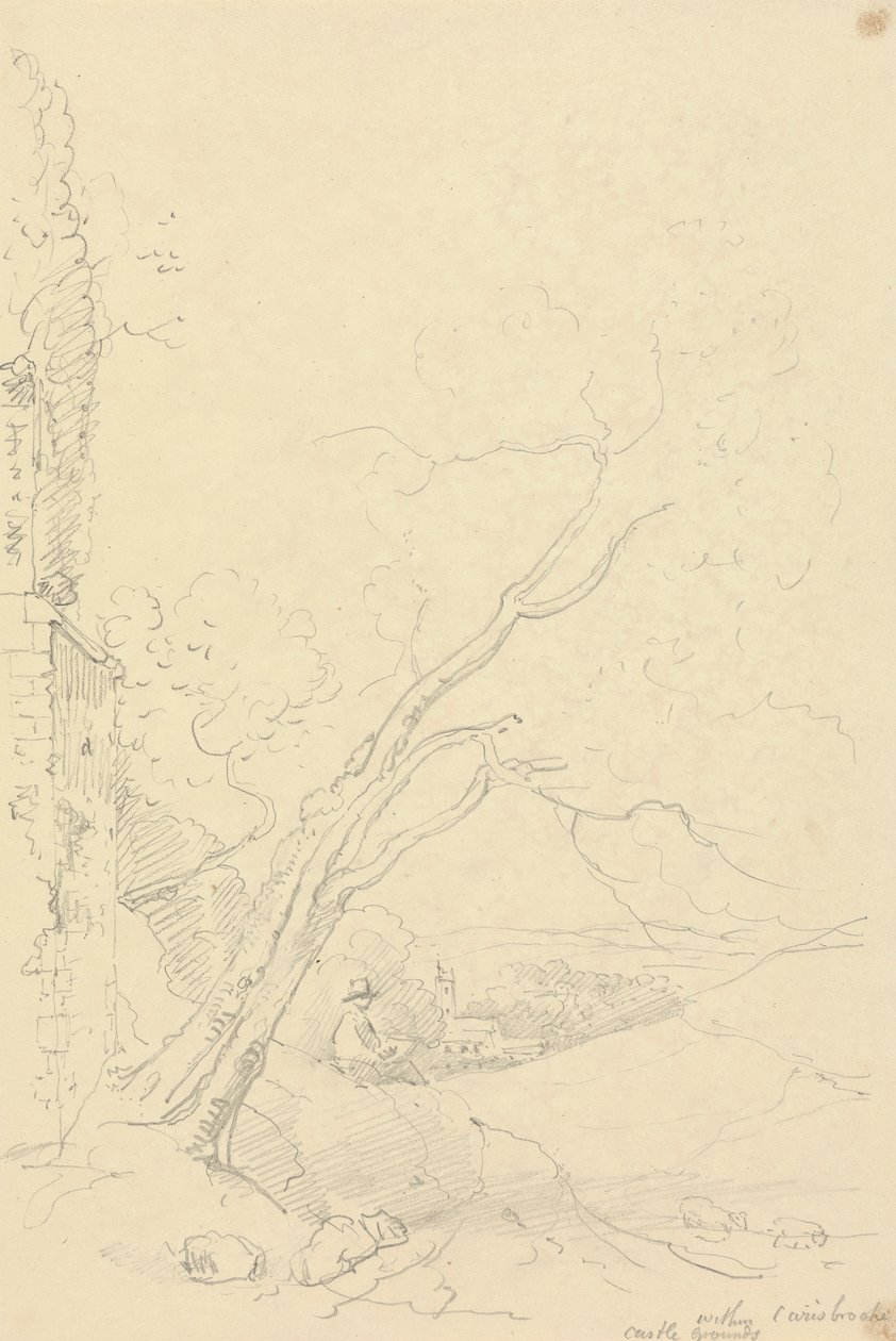 Binnen de gronden van Carisbrooke Castle, Isle of Wight door Capt. Thomas Hastings