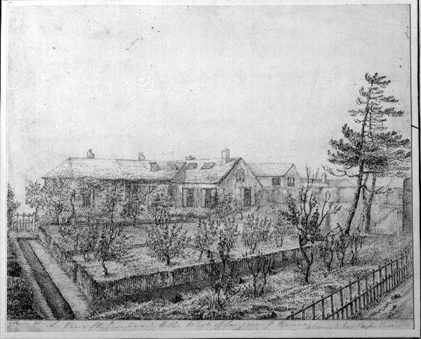 Een Uitzicht op de Boomgaard ten Westen van Longwood House op het Eiland Sint-Helena, c.1821 door Captain G. Rotton