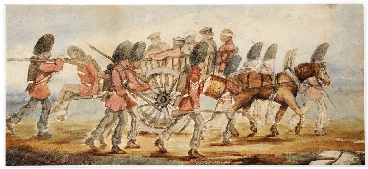 De gewonden worden van het veld van Inkermann vervoerd door Captain Hedley Vicars
