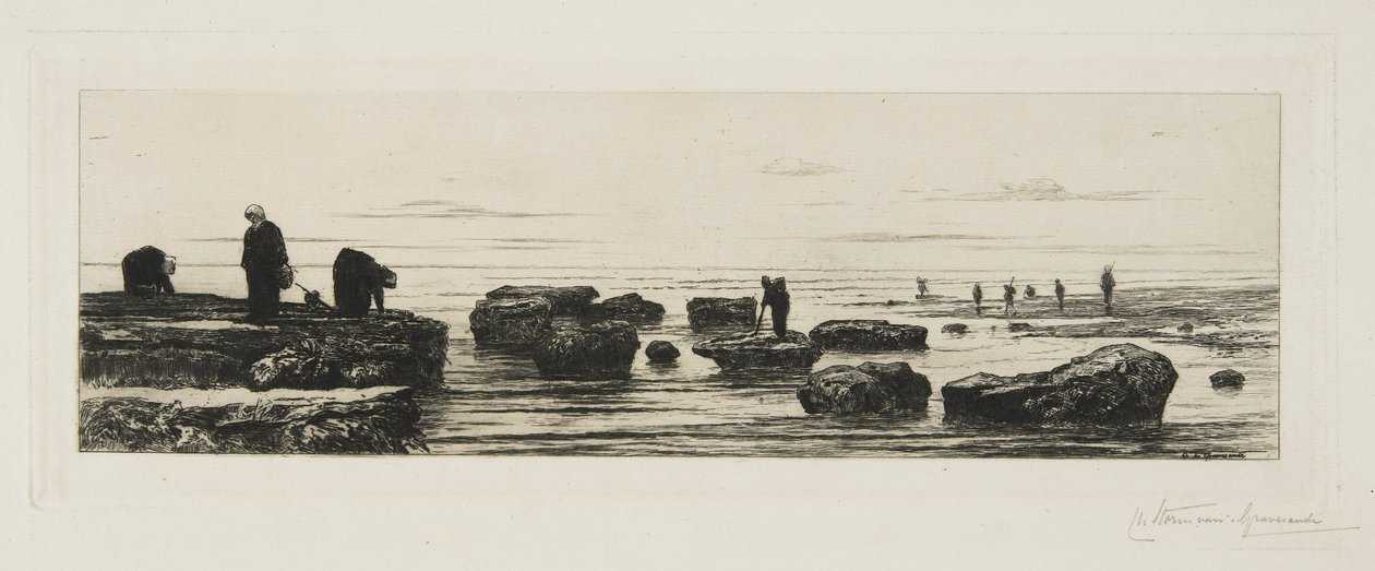 De zeewierverzamelaars bij Veules, ca. 1885 door Carel Nicolaas Storm van 