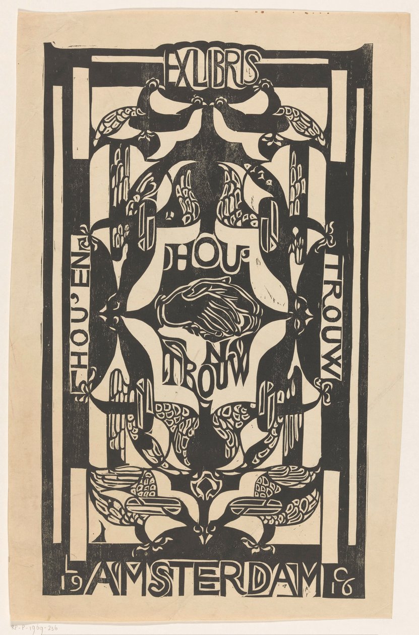Ex libris van de vereniging Hou