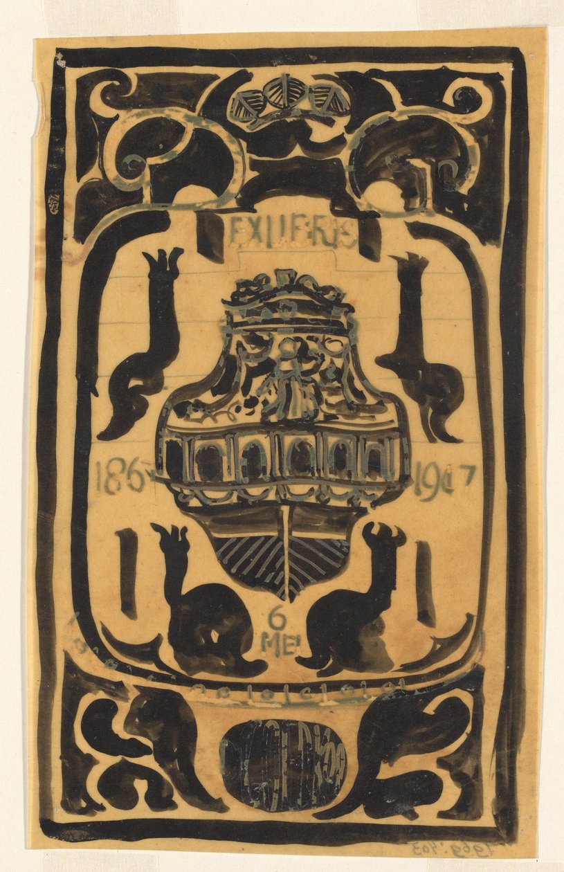 Entwurf für ein Exlibris für D. Goedkoop door Carel Adolph Lion Cachet