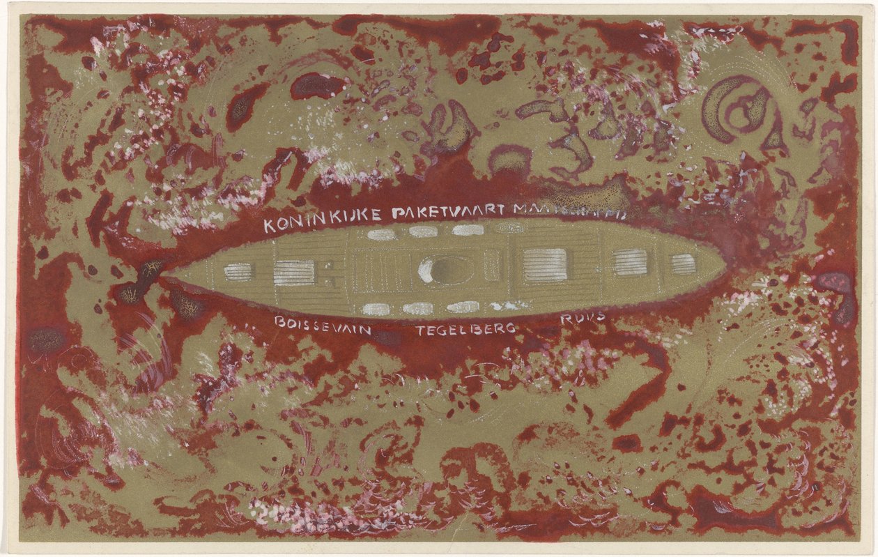 Ontwerp voor vignet van de Koninklijke Paketvaart Maatschappij door Carel Adolph Lion Cachet