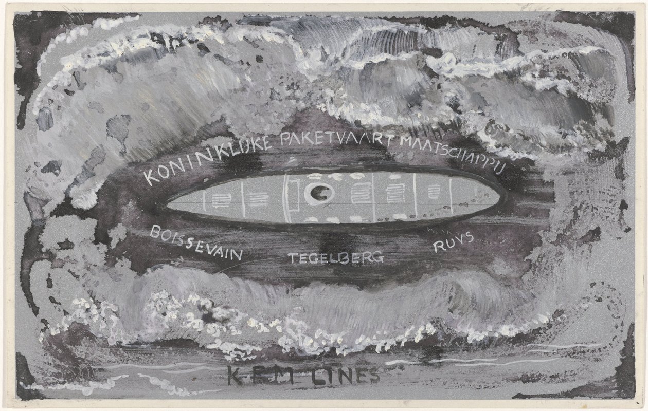 Ontwerp voor vignet van de Koninklijke Paketvaart Maatschappij door Carel Adolph Lion Cachet