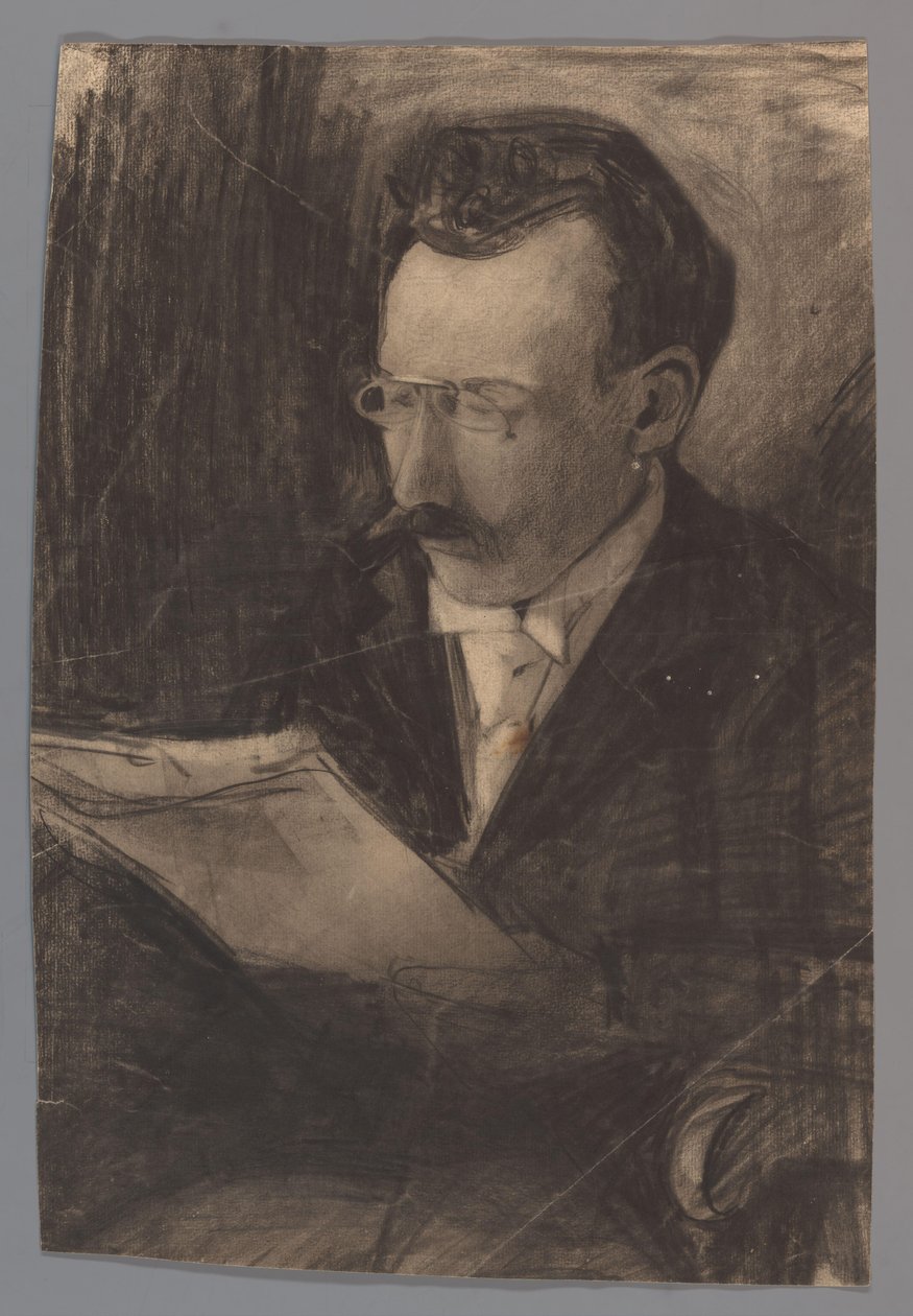 Portret van een man, lezend door Carel Adolph Lion Cachet