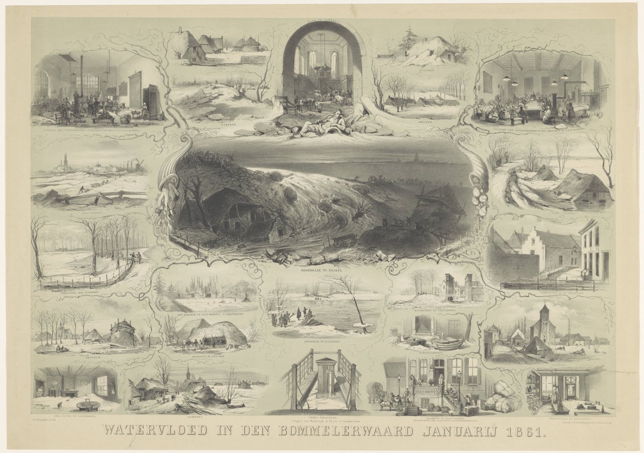 Watervloed in den Bommelerwaard Januarij 1861 door Carel Christiaan Antony Last