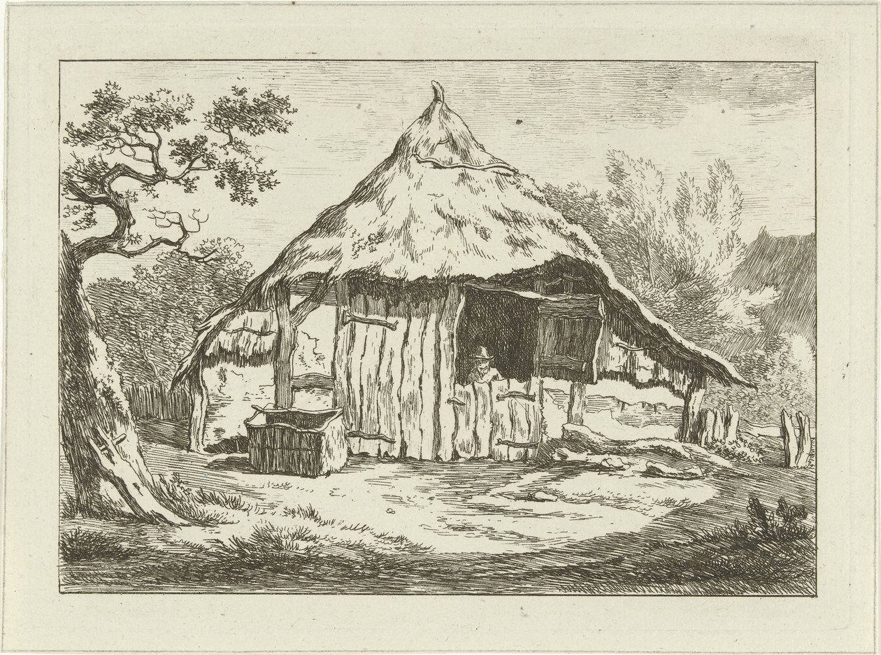 Boerenschuur met open bovendeur door Carel Lodewijk Hansen