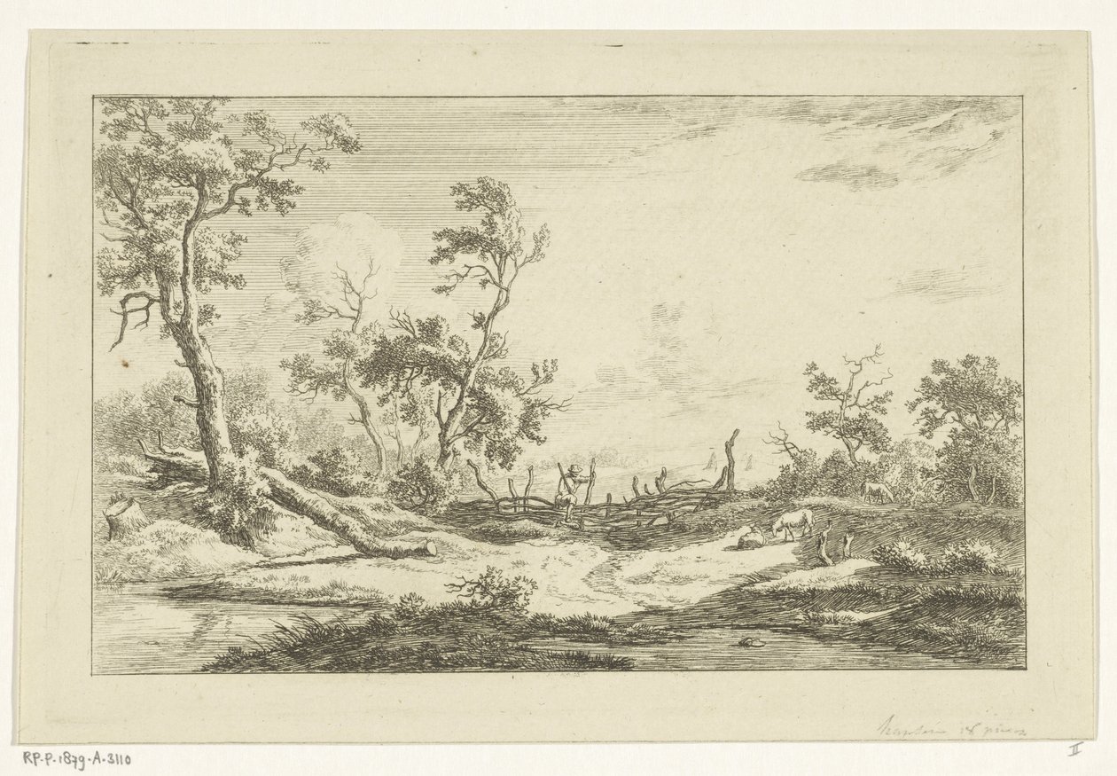 Jager in een landschap door Carel Lodewijk Hansen