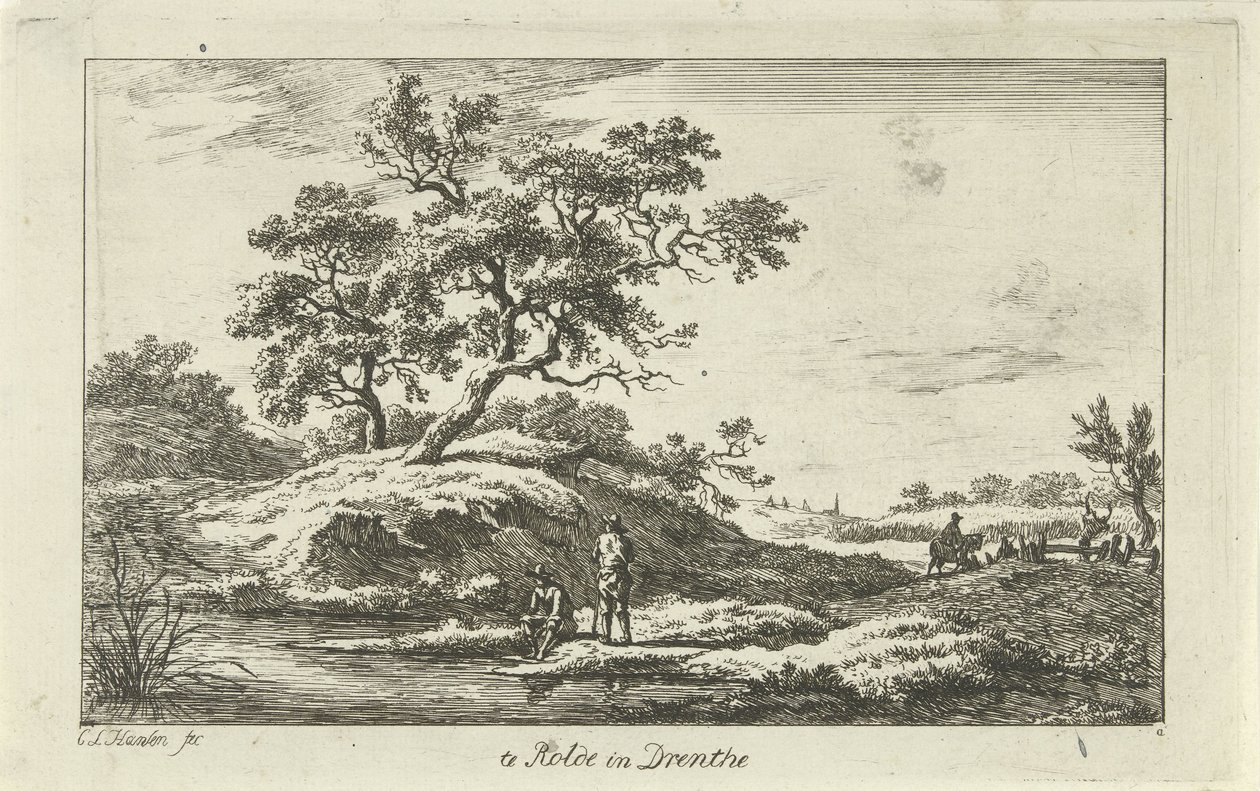 Reizigers aan de waterkant door Carel Lodewijk Hansen