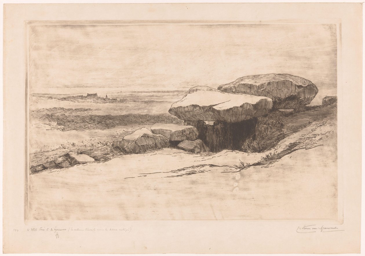Dolmen van Rondossec aan de kust bij Plouharnel door Carel Nicolaas Storm van 