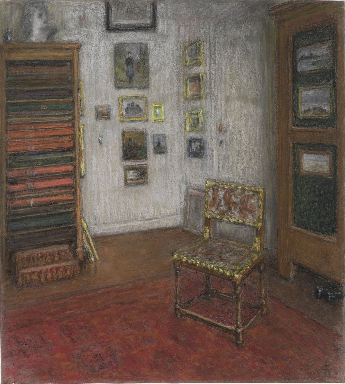 Atelierhoek met stoel en kunstkast, te Den Haag, Nieuwe Schoolstraat 28 door Carel Nicolaas Storm van 