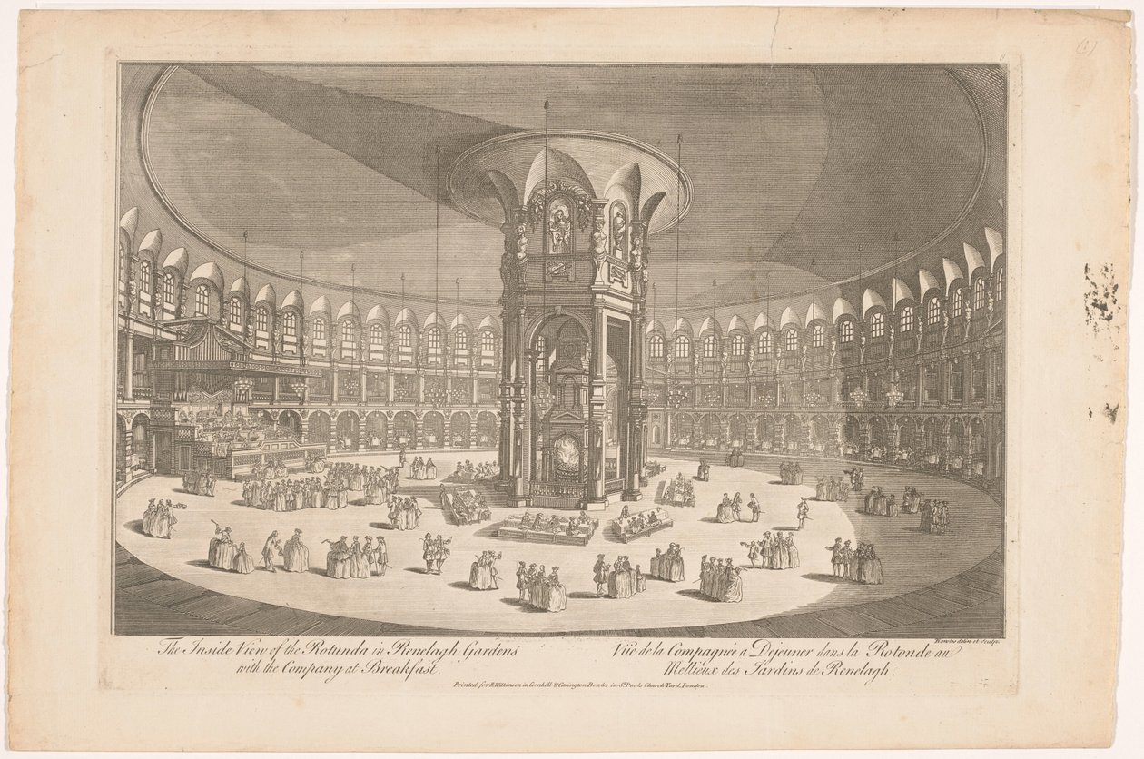 Gezicht op het interieur van de Rotunda in Ranelagh Gardens te Londen met een gezelschap aan een maaltijd door Carington Bowles