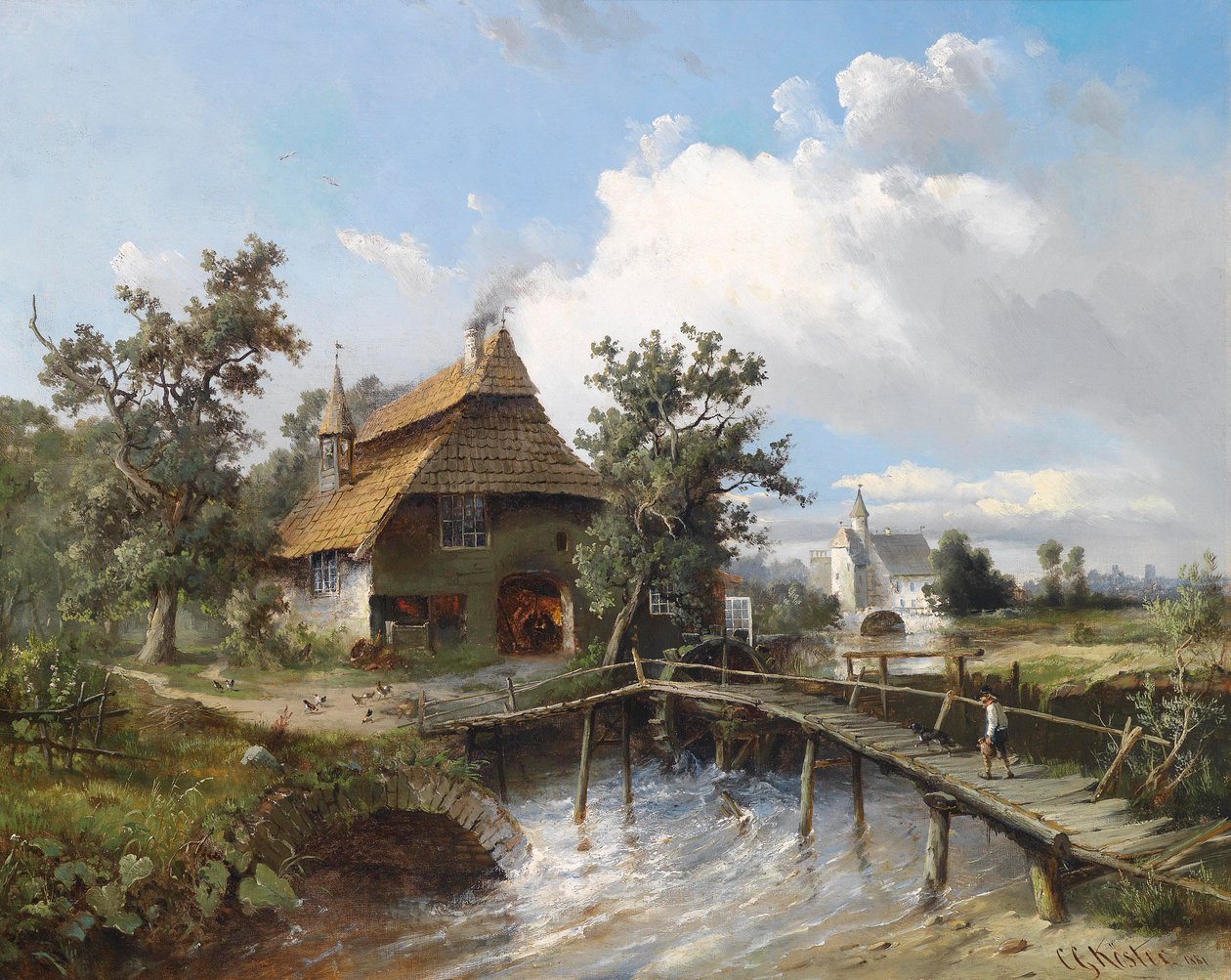 Smederij aan de beek door Carl Georg Köster