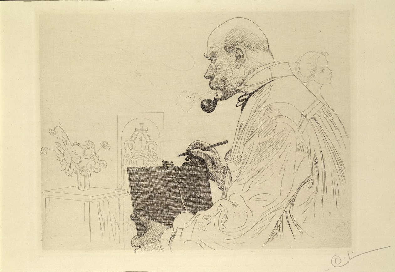 Zelfportret, ca. 1912 door Carl Larsson