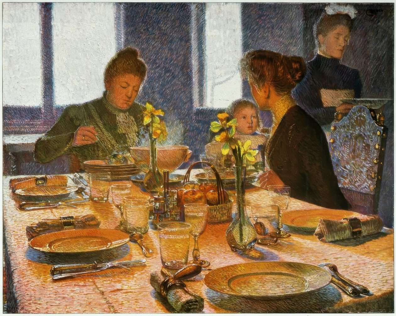 Bij het ontbijt door Carl Moll