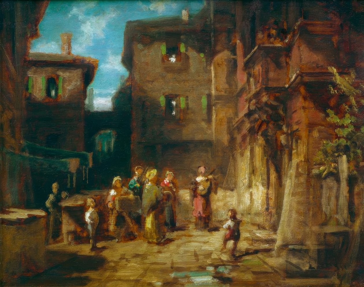 Straatmuzikanten door Carl Spitzweg