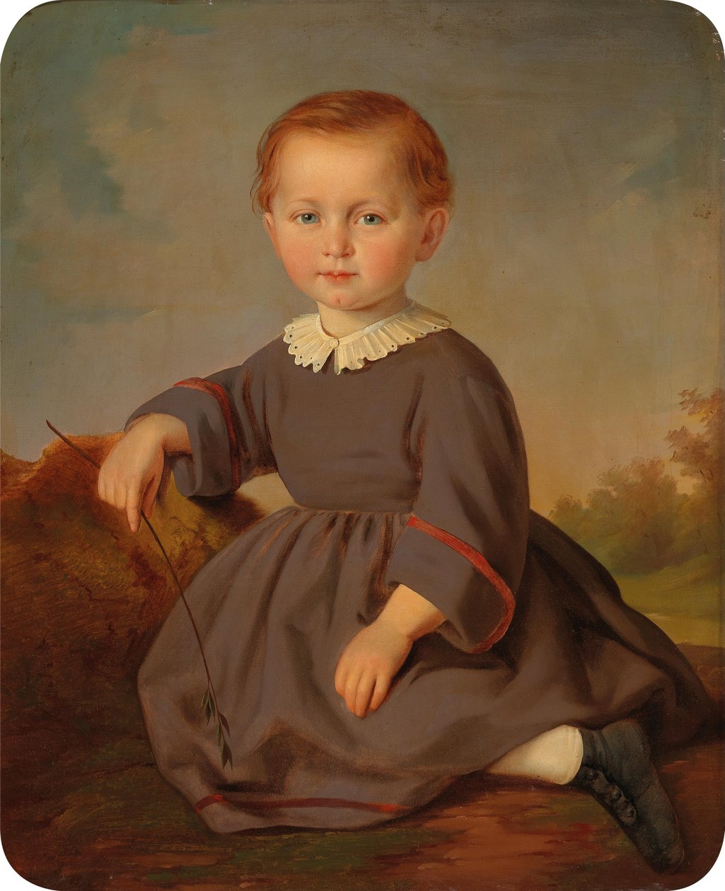 Portret van een Kind in een Landschap door Carl Teibler