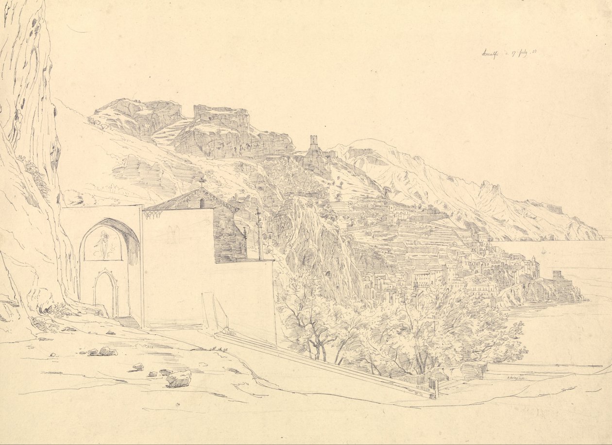 Uitzicht op Amalfi door Carl Ernst Ludwig Wagner