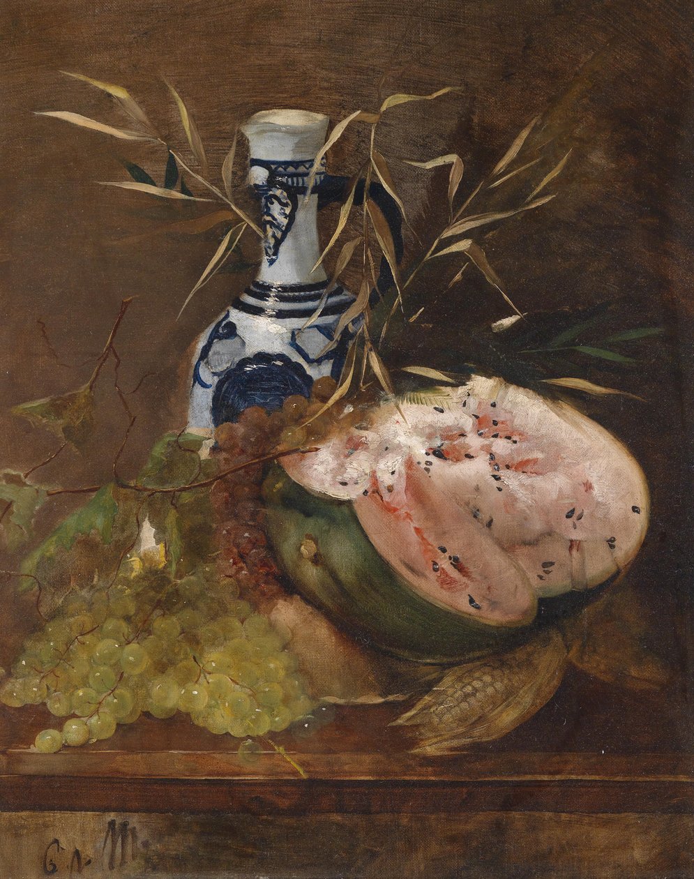Vruchtenstilleven met meloen door Carl von Merode