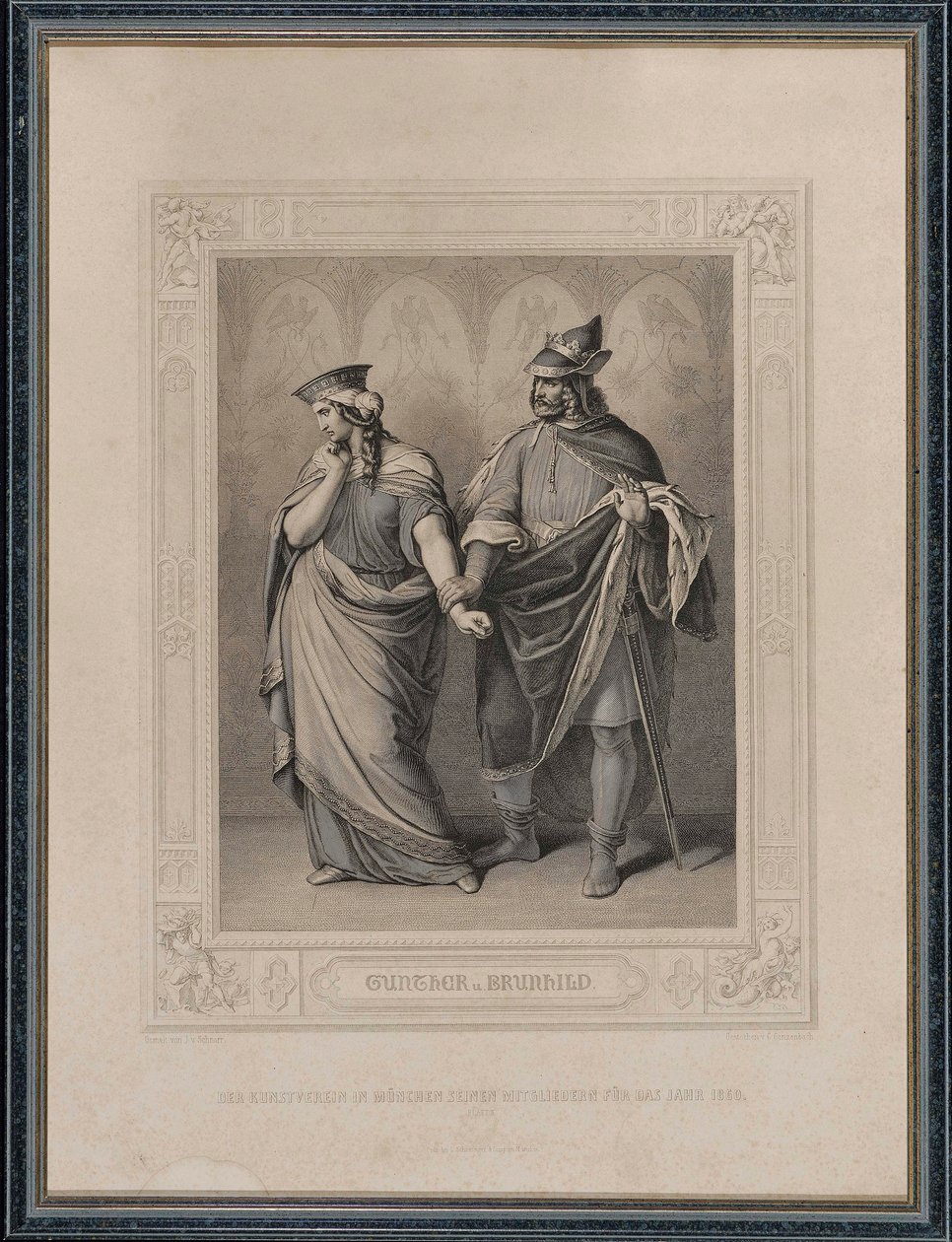 Het Nibelungenlied. Gunther en Brunhild, 1860 door Carl Arnold Gonzenbach