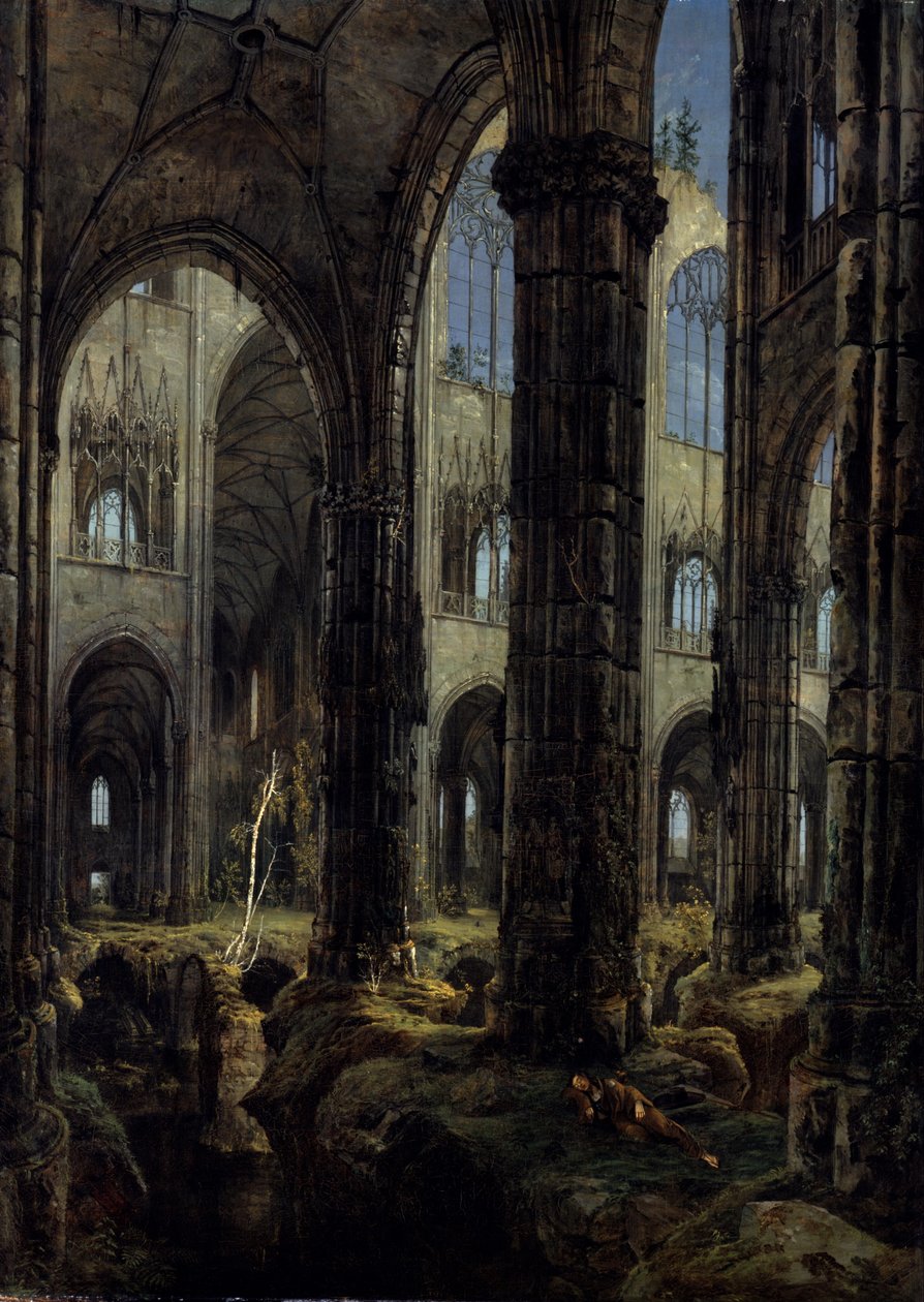 Gotische kerkruïnes, 1826 door Carl Blechen