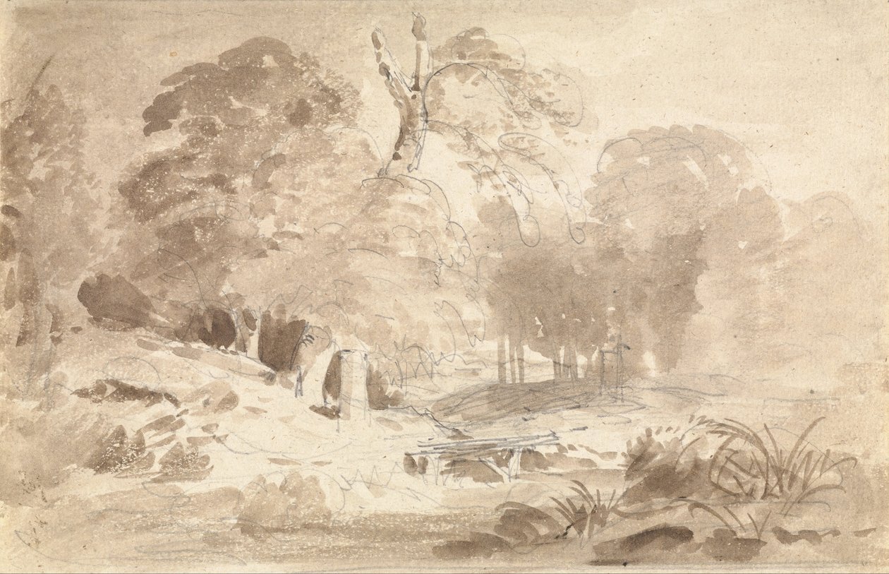 Landelijk landschap in de Mark Brandenburg door Carl Blechen