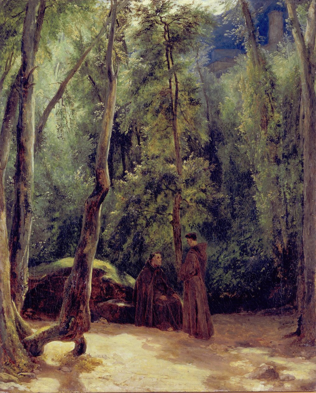 Twee monniken in het park van Terni door Carl Blechen